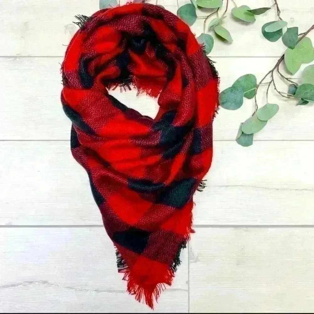 Plaid blanket scarf Red/Black